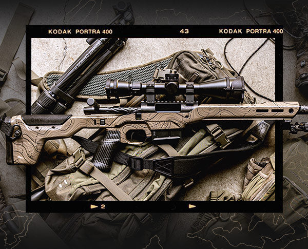 MDT HNT26 - Custom Topo Pattern - Rem700 SA Folding Stock Arca Rail